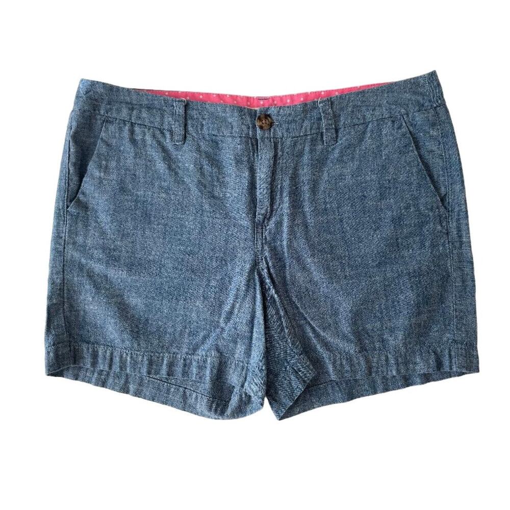 Merona Women Lightweight Denim Chambray Shorts Blue Casual Button Fly Size 6